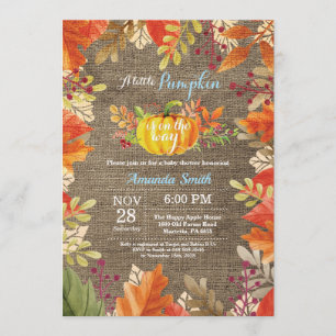 Pumpkin Fall Burlap Boy Babydusche Einladung