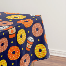 Pumpkin Fall Donuts & Kaffee Erntedank Blau Tischdecke