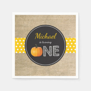 Pumpkin Fall Erste Geburtstagsparty Gelb Serviette