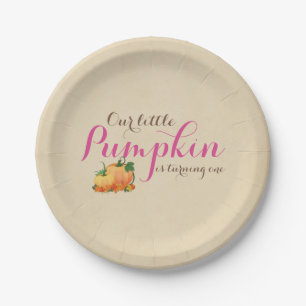 Pumpkin Fall First Birthday Party Paper Teller