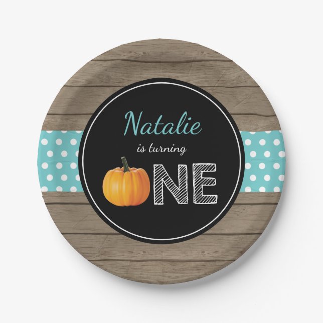 Pumpkin Fall First Birthday Party Paper Teller (Vorderseite)