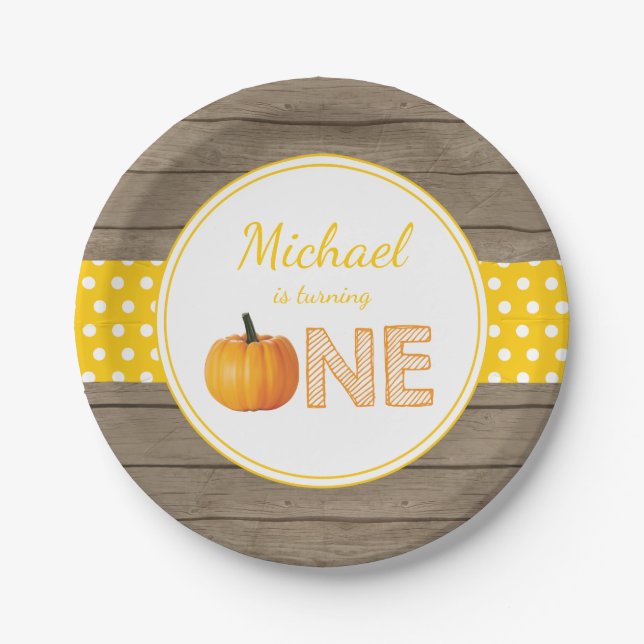 Pumpkin Fall First Birthday Party Paper Teller (Vorderseite)