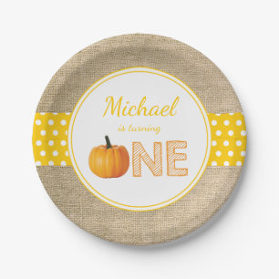Pumpkin Fall First Birthday Party Paper Teller