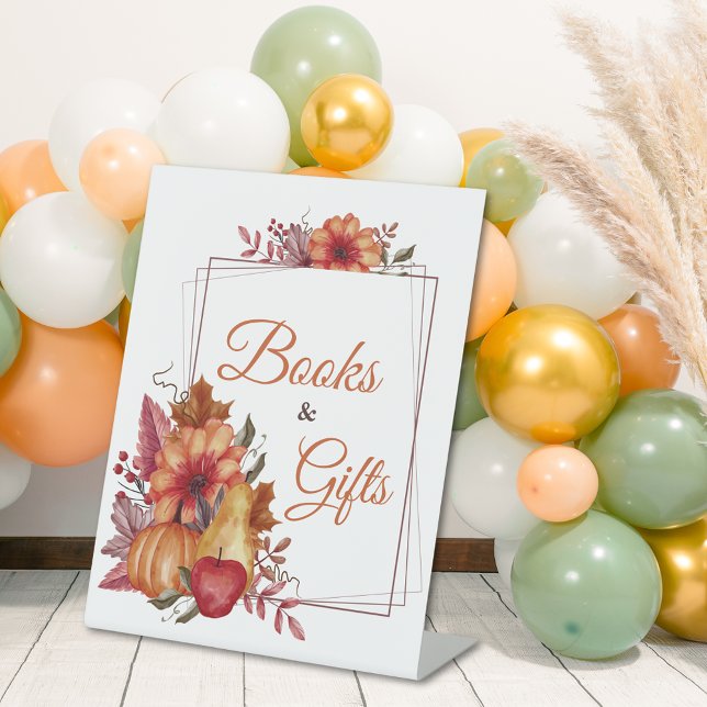 Pumpkin Fall Floral Baby Duschbücher & Geschenke Sockelschild (Von Creator hochgeladen)