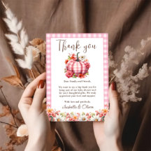 Pumpkin Fall Floral Baby Dusche Danke Karte