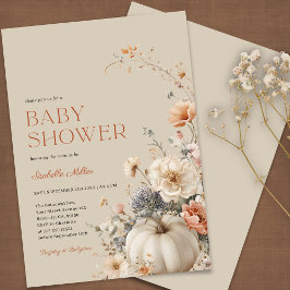 Pumpkin Fall Floral Baby Dusche Einladung