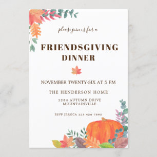 Pumpkin Fall Foliage Friendsgiving Dinner Einladung