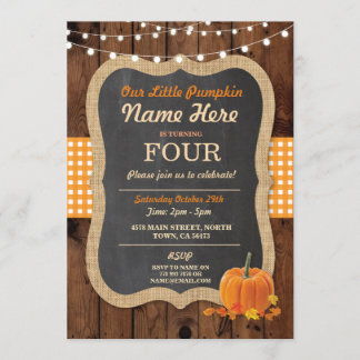 Pumpkin Fall Geburtstagsparty JEDES Alters Wood Ei Einladung