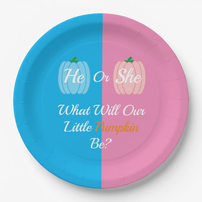 Pumpkin Fall Gender Offenlegung Papier Plate Pappteller (Vorderseite)