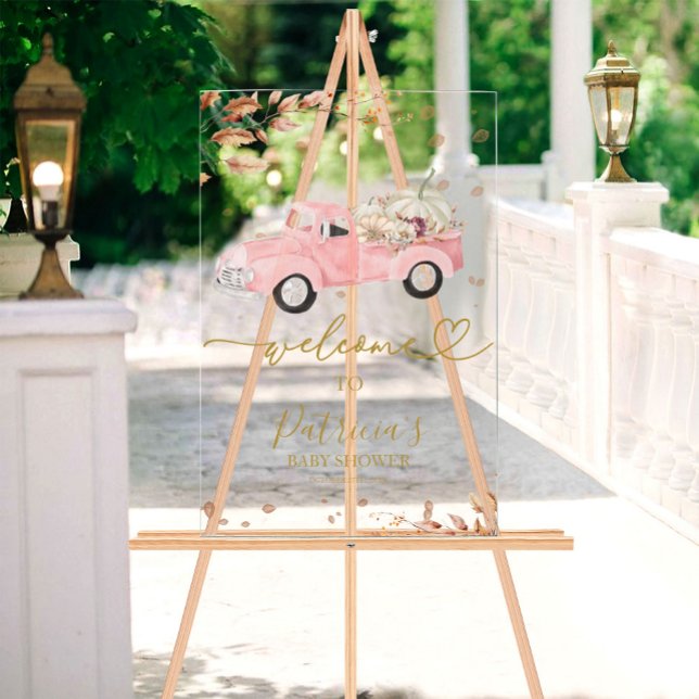 Pumpkin Fall Girl Babydusche Begrüßungszeichen Acrylschild (Von Creator hochgeladen)