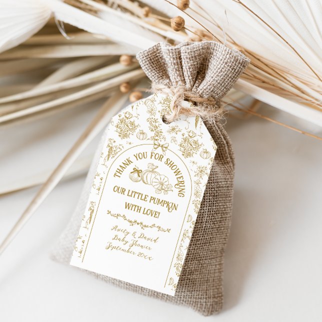 Pumpkin Fall Gold Whimsical Floral Baby Dusche Geschenkanhänger (Von Creator hochgeladen)