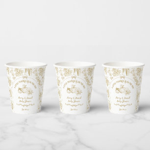 Pumpkin Fall Gold Whimsical Floral Baby Dusche Pappbecher