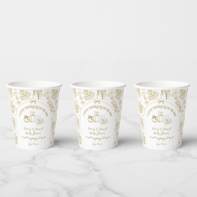 Pumpkin Fall Gold Whimsical Floral Baby Dusche Pappbecher (Multi)