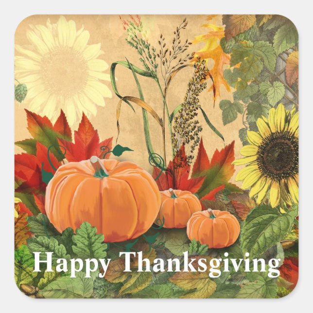 Pumpkin Fall Harvest Quadratischer Aufkleber (Vorderseite)