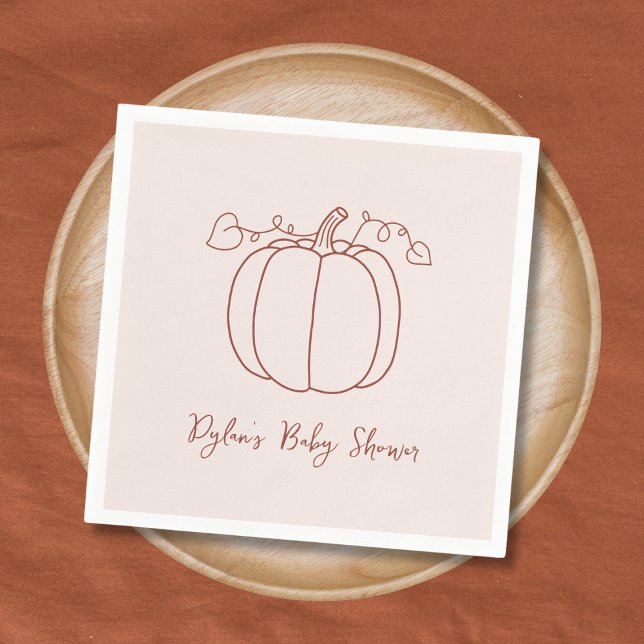 Pumpkin Fall Herbsthandschuh Doodle Kinderdusche Serviette (Pumpkin Fall Autumn Hand Drawn Doodle Baby Shower Napkins)