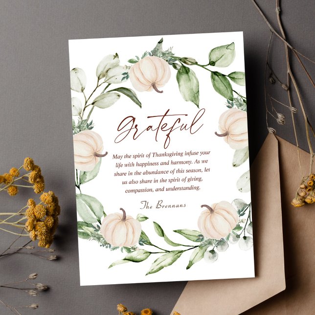 Pumpkin Fall Moderner Rustikaler Erntedank Feiertagskarte (Pumpkin Fall Modern Rustic Thanksgiving Holiday Card)