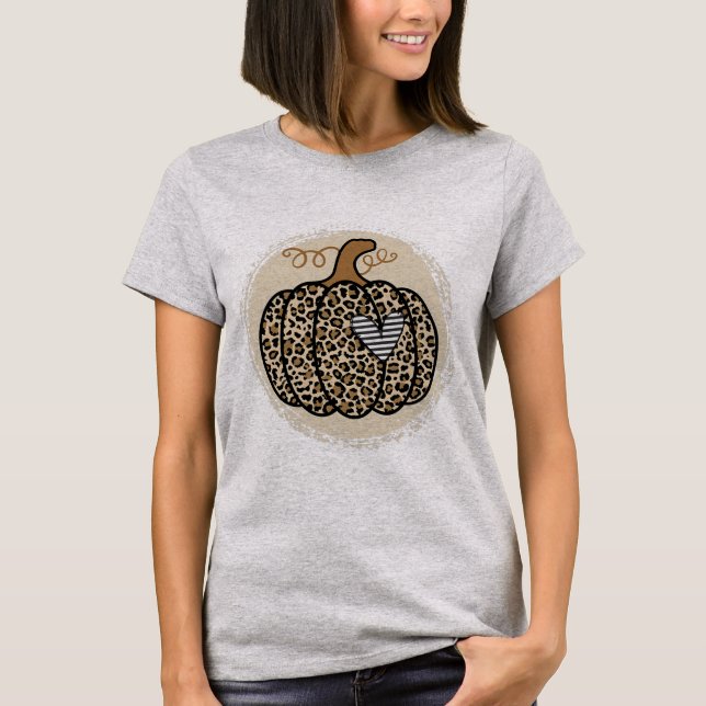 Pumpkin Fall Pumpkin Leopard Print Funny T-Shirt (Vorderseite)