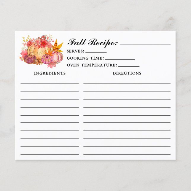 Pumpkin Fall Rezept Card (Vorderseite)