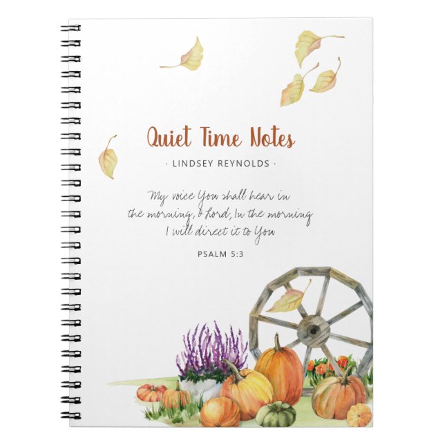Pumpkin Fall Rustic Monogram Quiet Time Notebook Notizblock (Vorderseite)