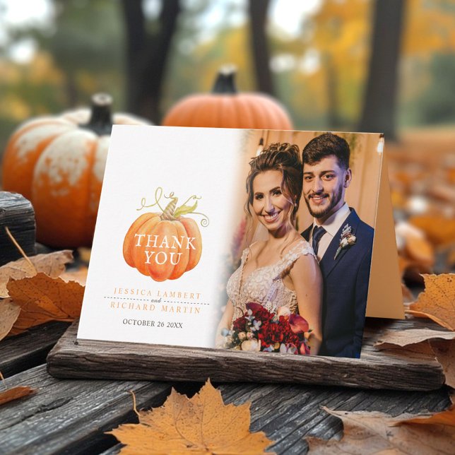 Pumpkin fall wedding photo  dankeskarte (Von Creator hochgeladen)