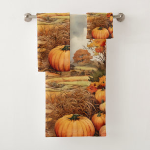 Pumpkin Farm Fall Harvest Erntedank Badhandtuch Set
