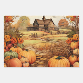 Pumpkin Farm Fall Harvest Erntedank Geschenkpapier Set