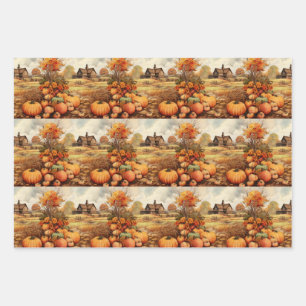 Pumpkin Farm Fall Harvest Erntedank Muster Geschenkpapier Set