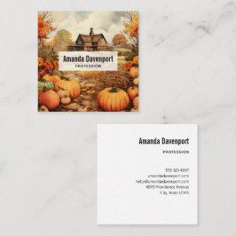 Pumpkin Farm Fall Harvest Erntedank Quadratische Visitenkarte