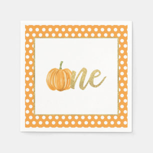Pumpkin First Birthday Napkin - Boy Orange Dots Serviette