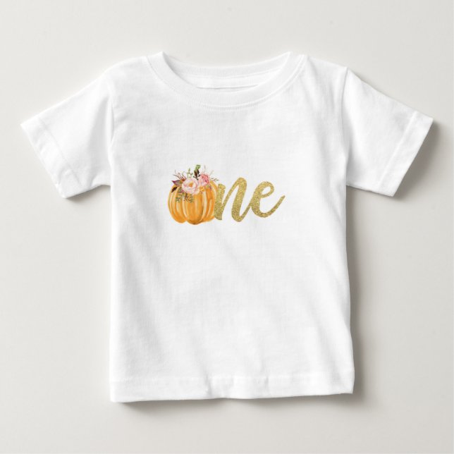 Pumpkin First Birthday ONE Shirt - Floral (Vorderseite)