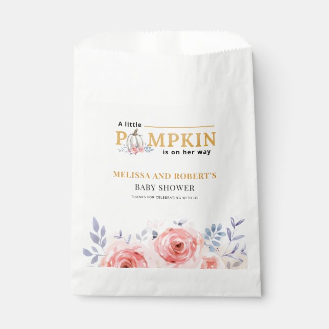 Pumpkin Floral Baby Dusche Geschenktütchen (Vorderseite)