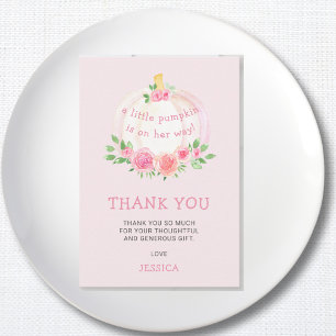 Pumpkin Floral Baby Dusche Pink Dankeskarte