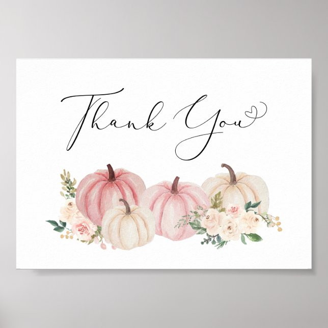 Pumpkin Floral Baby Girl Dusche Vielen Dank Poster (Vorne)