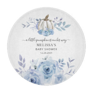 Pumpkin Floral Baby Shower Dusty Blue Schneidebrett