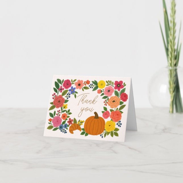 Pumpkin Floral Brautparty Danke Karte (Vorderseite)
