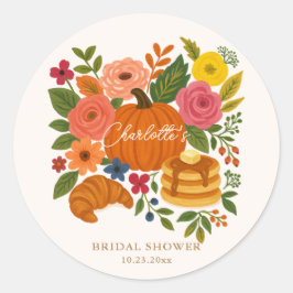 Pumpkin Floral Brautparty Rundkleber Runder Aufkleber