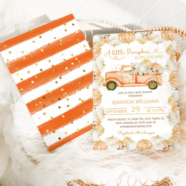 Pumpkin Floral Car Fall Baby Dusche Einladung (Von Creator hochgeladen)