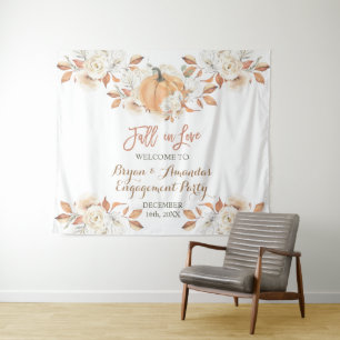 Pumpkin Floral Fall der Liebe Engagement Partei Wandteppich