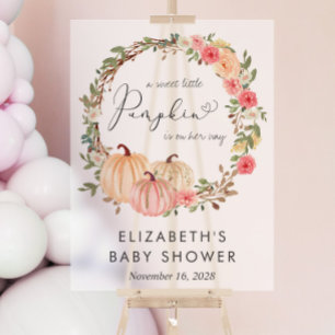 Pumpkin Floral Girl Babydusche Willkommen Mattiert Acrylschild