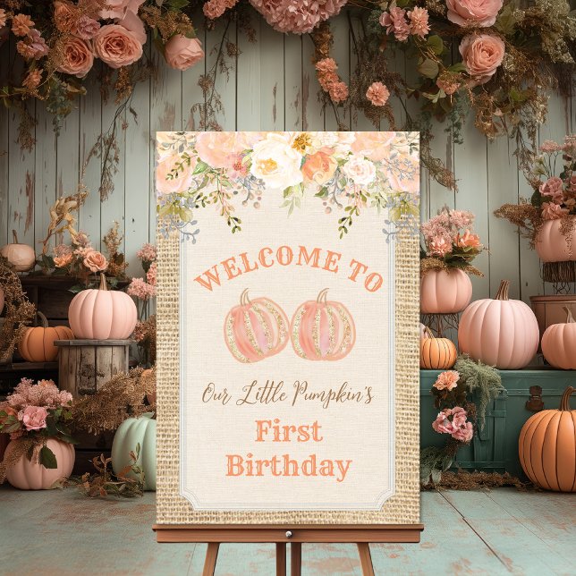 Pumpkin Floral Rustic Welcome Sign Poster (Von Creator hochgeladen)