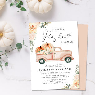 Pumpkin Floral Truck Wasserfarbe Kinderdusche Einladung