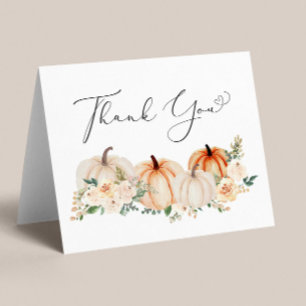 Pumpkin Floral Watercolor Babydusche Dankeskarte
