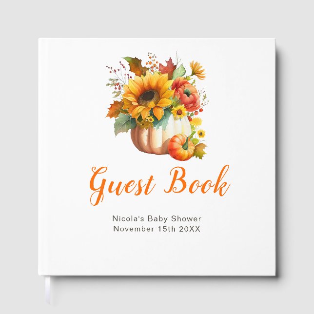 Pumpkin Flower Bouquet Baby Shower Gästebuch (Vorderseite)