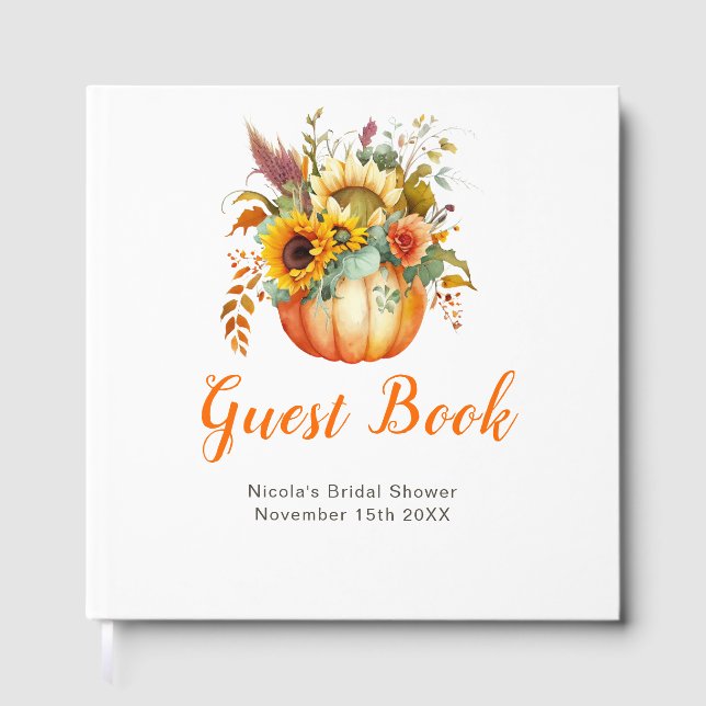 Pumpkin Flower Bouquet Bridal Shower Gästebuch (Vorderseite)