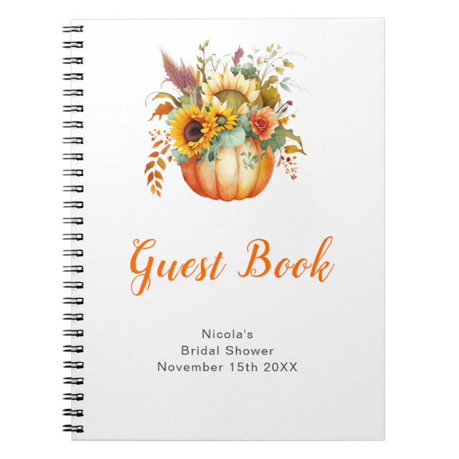 Pumpkin Flower Bouquet Bridal Shower Guest Book Notizblock (Vorderseite)