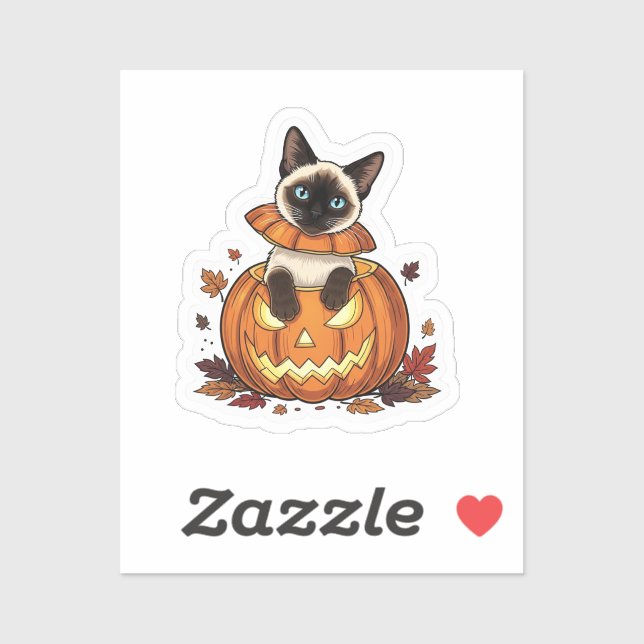 Pumpkin-Flüchtige Blick Siamese - Niedliche Hallow Aufkleber (Blatt)