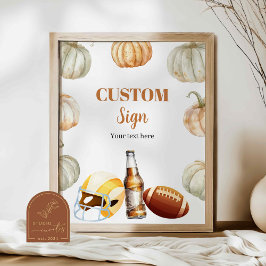 Pumpkin Footballs Couple Dusche Custom Sign Poster