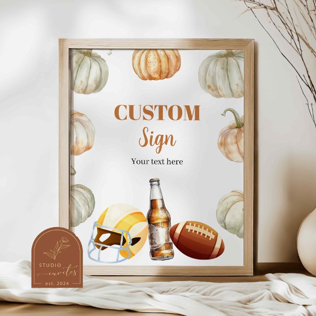 Pumpkin Footballs Couple Dusche Custom Sign Poster (Von Creator hochgeladen)