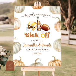 Pumpkin Footballs Paar Dusche Willkommenszeichen Poster