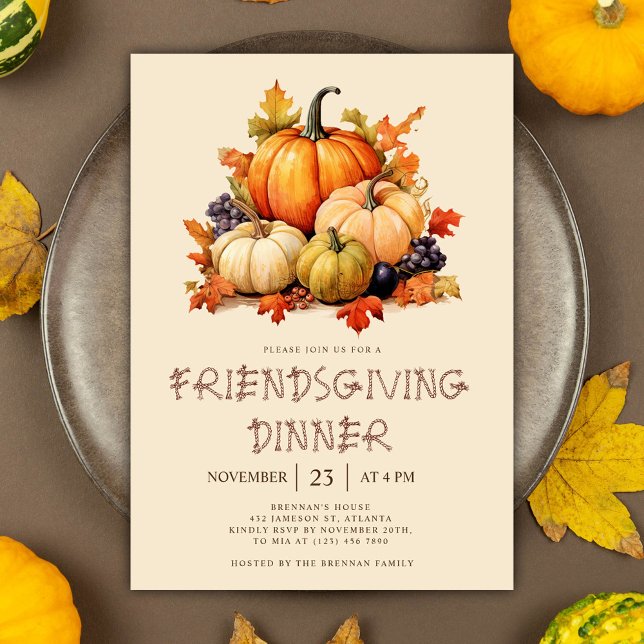 Pumpkin Friendsgiving Dinner Einladung (Pumpkin Friendsgiving Dinner Invitation)